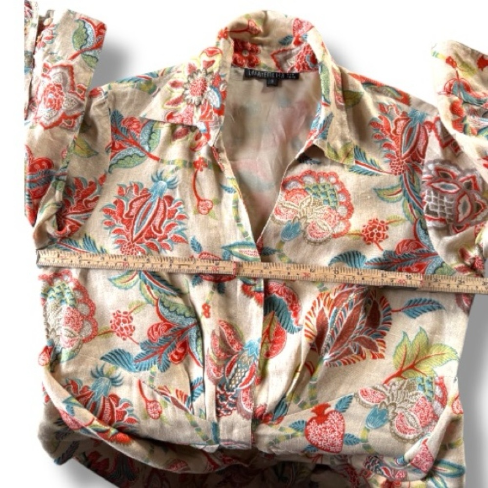 Lafayette 148 Linen Sash Belt Floral Wrap Dress Size 8 - Picture 6 of 8